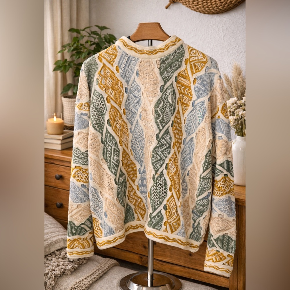 Coogi Australia Textured Knit Sweater XL | Made in Australia | Mercerised Cotton